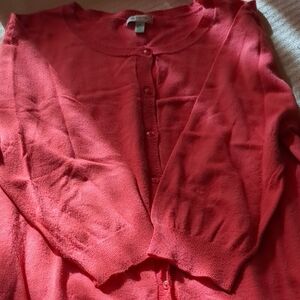 Susina Vibrant Coral Cardigan Sweater